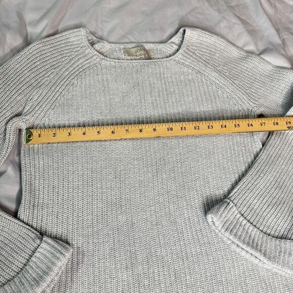 Loft Women's sz Small Gray Long Sleeve Sweater Ribbed Knit Pullover Sweater - Picture 7 of 8